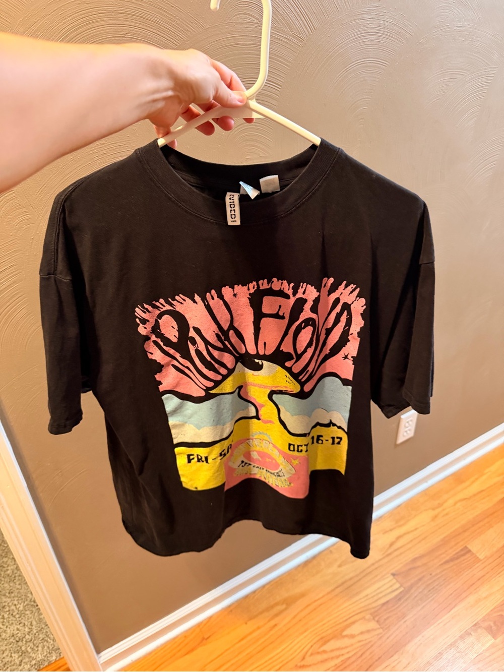 H&M Black Tee with Pink, Yellow & Light Blue Graphic